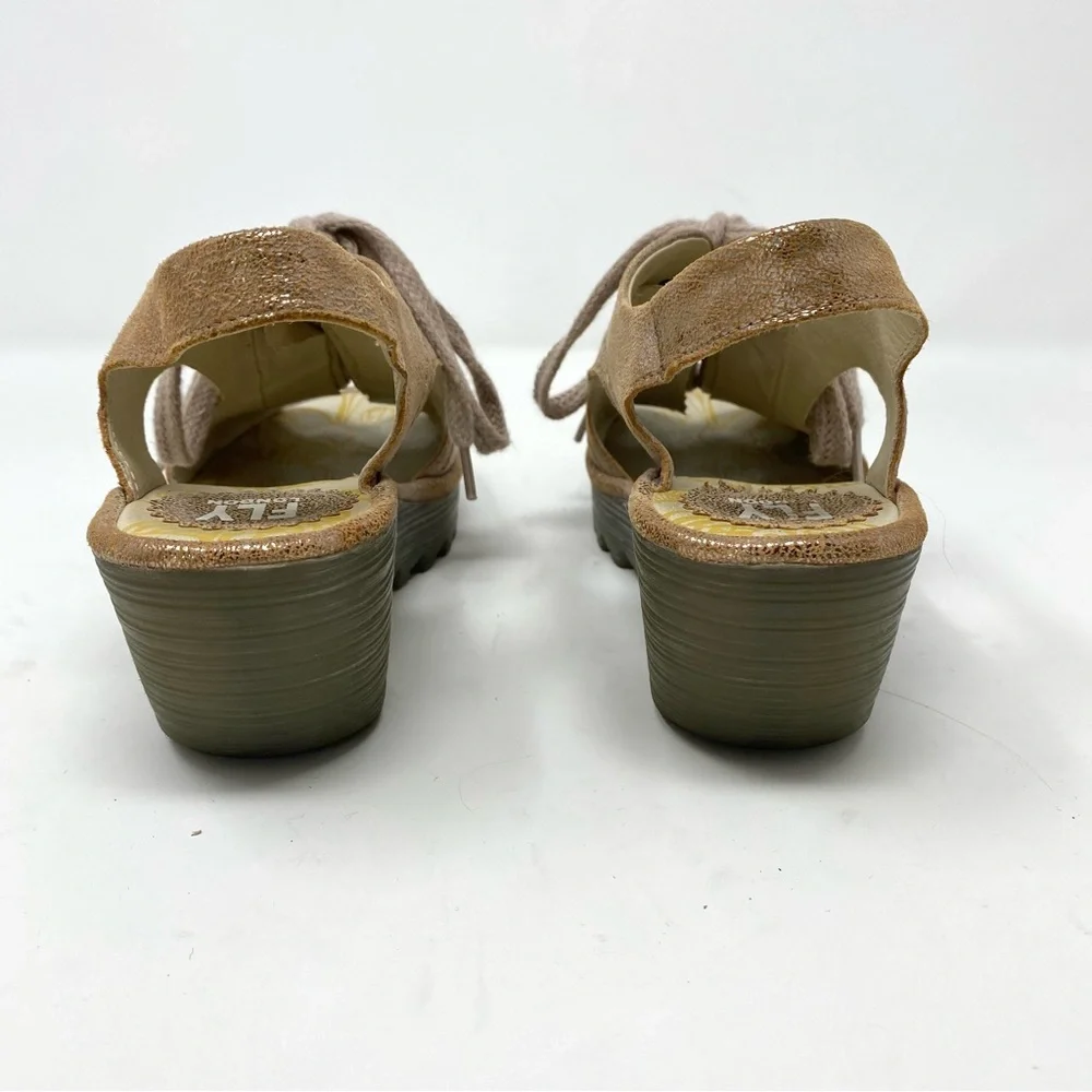 Fly London Ylfa Lace-Up Leather Platform Wedge Sandal - Picture 7 of 14